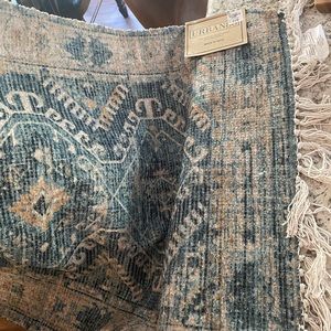 Urban Persian Rug / Mat Blue Pattern with Fringe